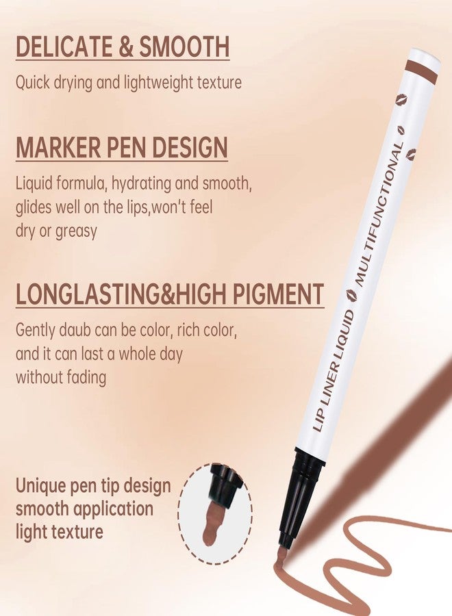 Noerrors 2Pcs Lip Stain Marker Liner Pen and Lip Gloss Lip Combo Set, Brown Liquid Waterproof Long Lasting Lip Liner with Moisturizing Lightweight Lip Gloss for Plumping Big Lips High Glossy Makeup - Image 4